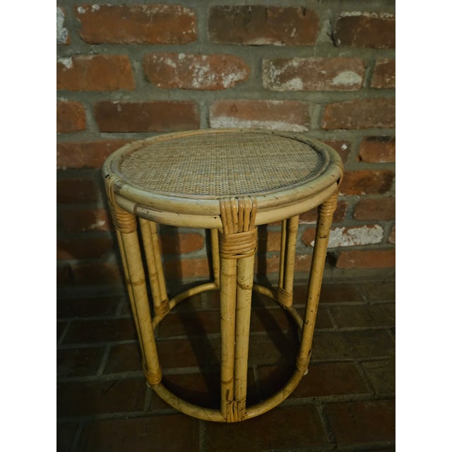 Vintage Bamboo and Wicker Side Table/Plant Stand For Sale - Image 10 of 11