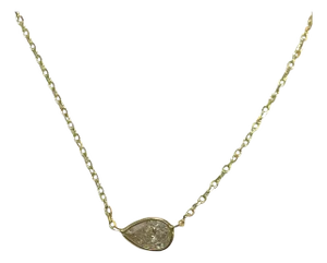 14k Yellow Gold 0.76ct Pear Natural Diamond Bezelled Necklace