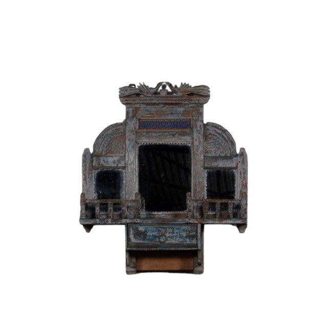 Indian Vintage Indian Painted Teakwood Hanging Mirror For Sale - Image 3 of 3