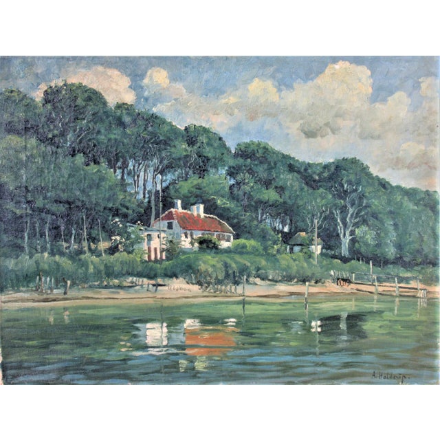 Paint Axel Haldrup, Landscape with House, Circa 1925 For Sale - Image 7 of 7