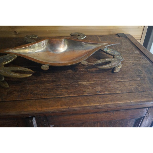 1960s Large Mexican Copper Brass Abalone Crab Tray Dish For Sale - Image 12 of 14