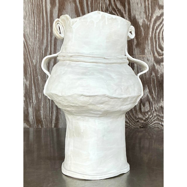 Make a significant artistic statement with this monumental vintage studio pottery vase, a truly impressive example of...