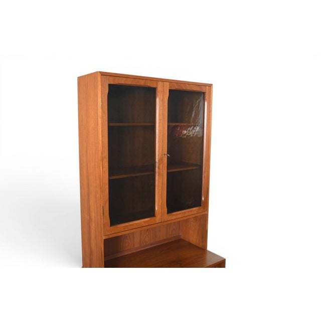 Wood Danish Modern Teak Credenza With Smoked Glass Hutch | Danish Modern 1960s For Sale - Image 7 of 13