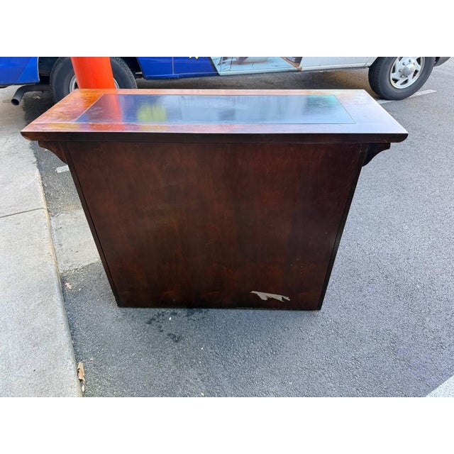 Late 20th Century Bernhardt Furniture Chinoiserie Style Rolling 2 Drawer Side Bar With Brass Accents Server -Buffer For Sale - Image 5 of 12