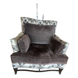 Donghia Upholstered Lounge Chair – Tropical Patterned Exterior & Solid Interior For Sale