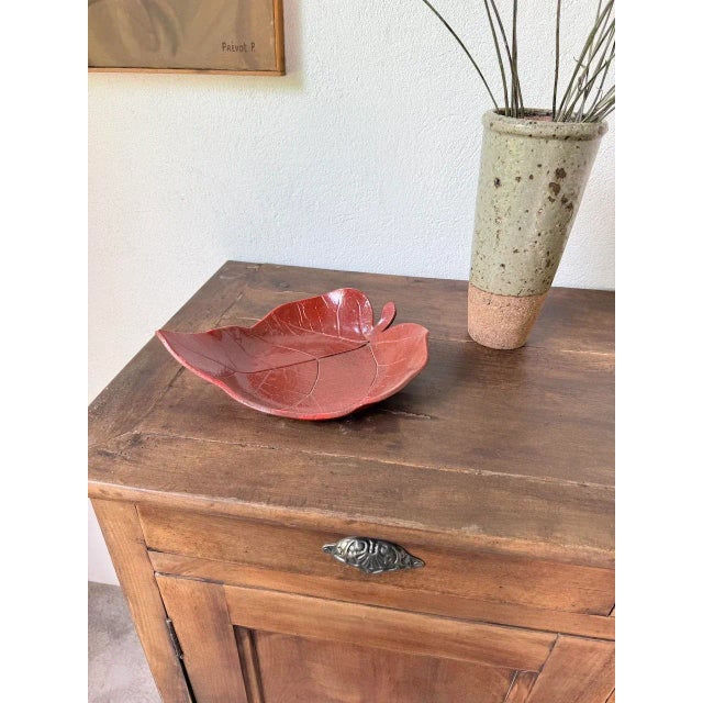 Red Leaf Ceramic Dish, 1960s For Sale - Image 10 of 18