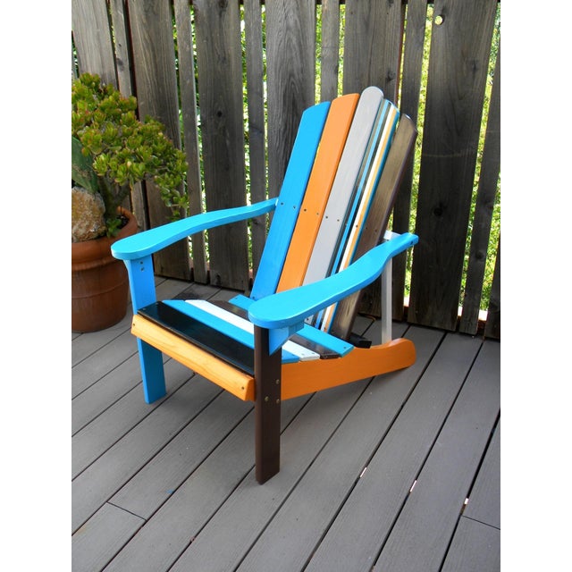 1990s Vintage Solid Wood Painted Adirondack Patio Chair Chairish