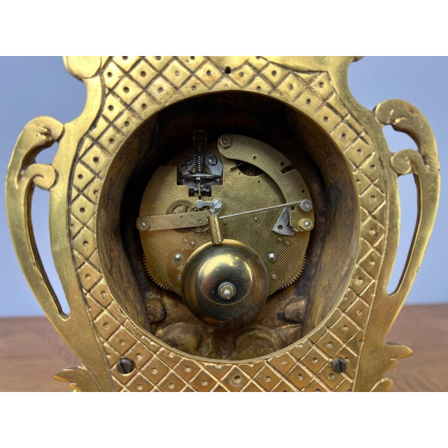 Vintage Rococo Mantel Clock in Brass For Sale - Image 13 of 14