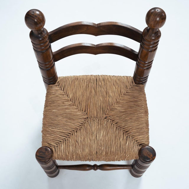 Low Brutalist Rush Chair in the style of Charles Dudoyt, 1950s For Sale - Image 9 of 10