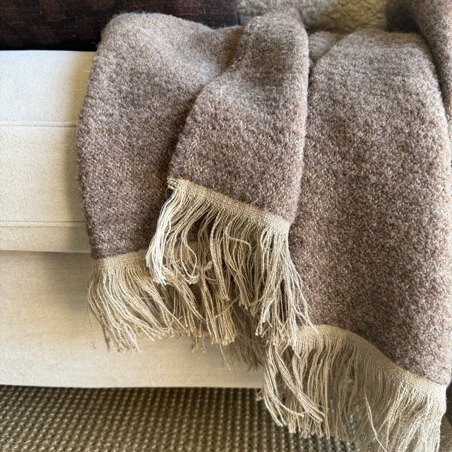 Brown Belgian Linen and Wool Throw For Sale - Image 4 of 5