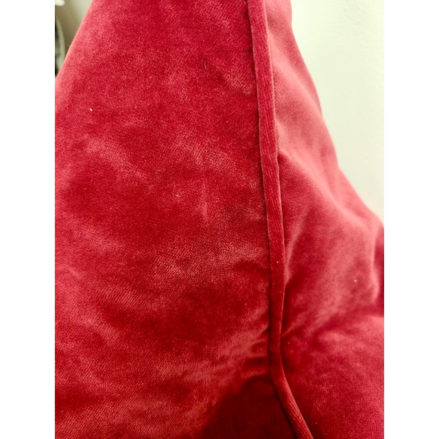 Contemporary Set of Two Red Velvet Throw Pillows For Sale - Image 3 of 3