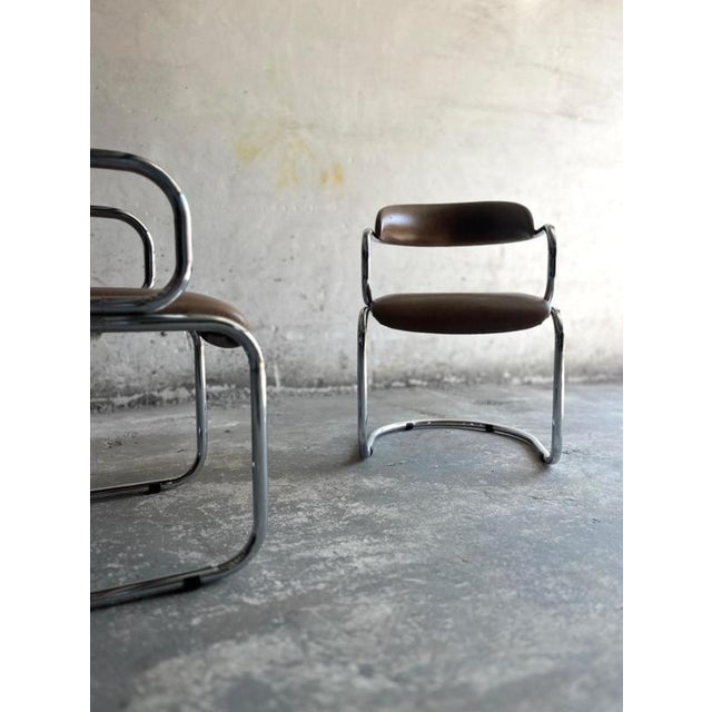Metal Vintage Italian Chrome and Skai Armchair, 1970s For Sale - Image 7 of 18