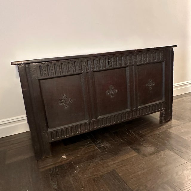 17th Century Oak Elizabethan Trunk/Console Details: 17th century Elizabethan Trunk made from oak from a Spanish shipwreck...