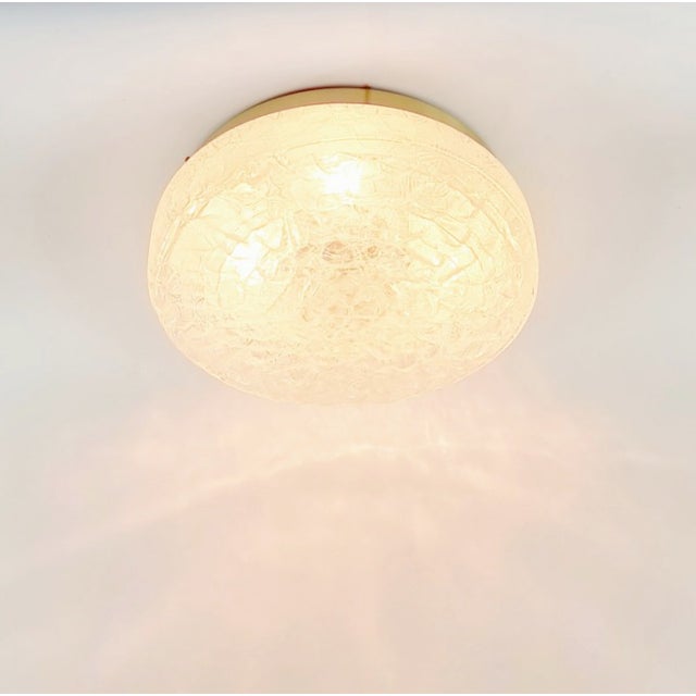 1 of 2 Large Murano Ice Glass Ceiling Light/Flush Mount From Doria Leuchten, Germany, 1960s For Sale - Image 6 of 12
