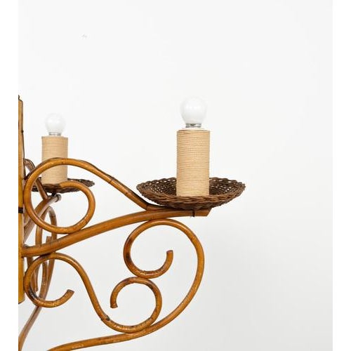 Mid-Century Pendant in Bamboo, Rattan and Wicker, Italy, 1960s For Sale - Image 9 of 17