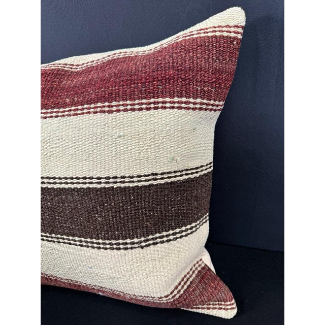 Contemporary Turkish Hemp Pillow Cushion Natural Beige Red Cushion Cover 20x20 For Sale - Image 3 of 4