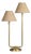 Polly Double Arm Table Lamp, Natural Brass with Rattan Shade For Sale