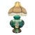 Rare 1940s Emerald Green GWTW Lamp Hand Painted Enamel Dual Light Pristine For Sale