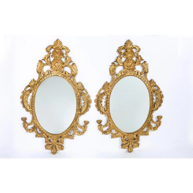 Gold Late 20th Century Giltwood Framed Hanging Wall Mirror - a Pair For Sale - Image 8 of 8
