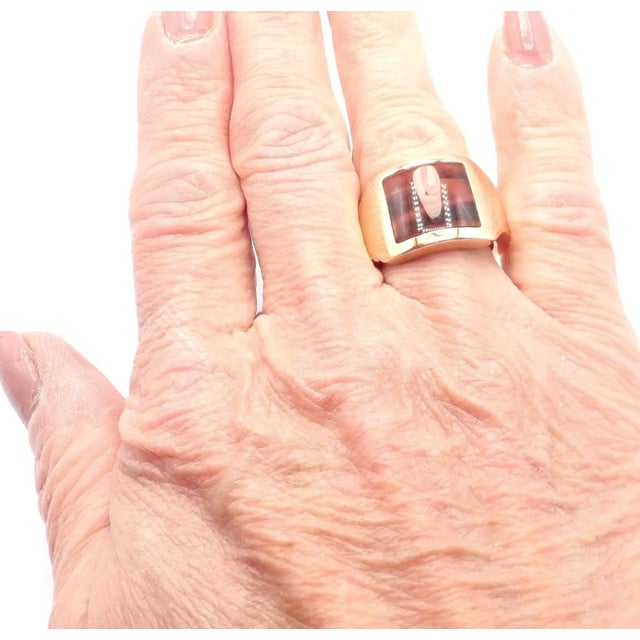 Cartier Santos Dumont Bull's Eye Quartz Rose Gold Ring, Size 7.25 For Sale - Image 10 of 10