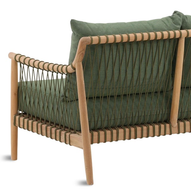 Outdoor Teak & Fern Green Sofa For Sale - Image 11 of 13