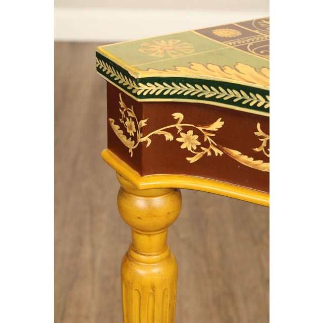 Wood Sarreid Italian Neoclassical Style Painted Demilune Console For Sale - Image 7 of 12