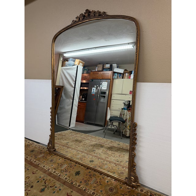 French Anthropologie Gleaming Primrose Floor Mirror, Gold For Sale - Image 3 of 12