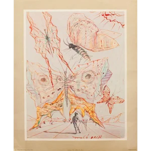 1953 After Dali, Butterflies Original Period Lithograph From the Mrs. Albert D. Lasker Collection