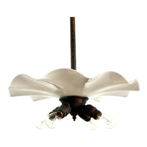 Early 1900’s Milk Glass Ruffled Petticoat Hanging Fixture