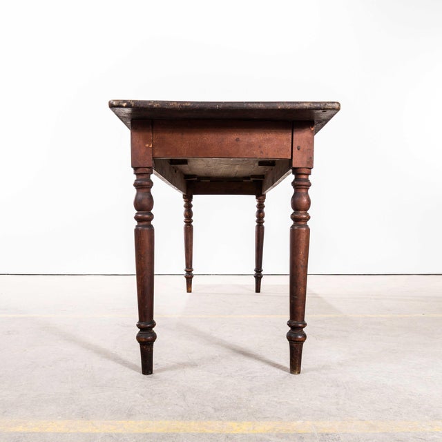 1940s French Bobbin Leg Mid Oak Fruitwood Dining Table, 1940s For Sale - Image 5 of 11