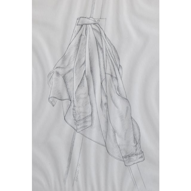 Vintage Quartet of Graphite on Paper Shirt Illustrations, a Set, Circa 1978 For Sale - Image 9 of 17