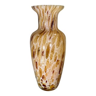 Vintage Maestri Vetrai Murano Style MCM 14.5” Hand Blown Large Art Glass Vase For Sale