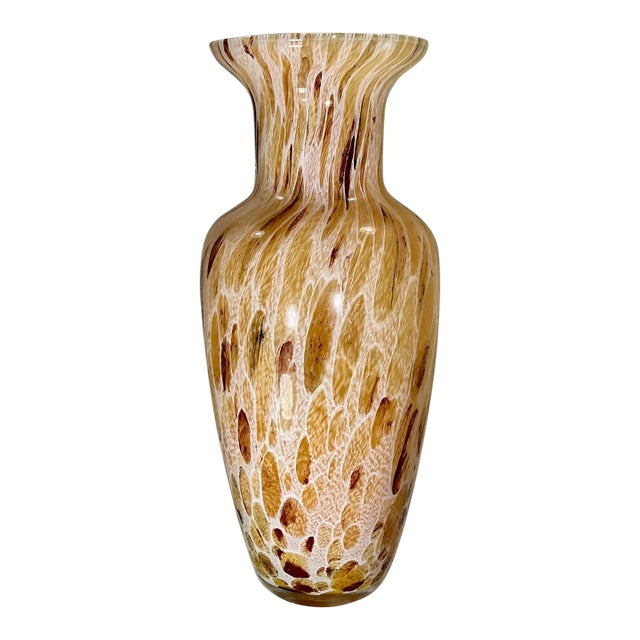 Vintage Maestri Vetrai Murano Style MCM 14.5” Hand Blown Large Art Glass Vase For Sale