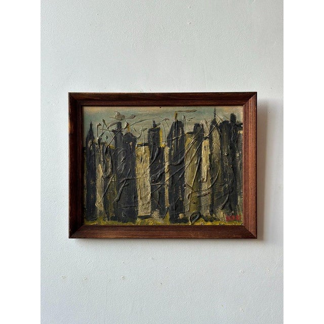 Vintage Mid-Century Abstract Acrylic on Board Cityscape, Signed Andre, Circa 1950s For Sale - Image 12 of 12