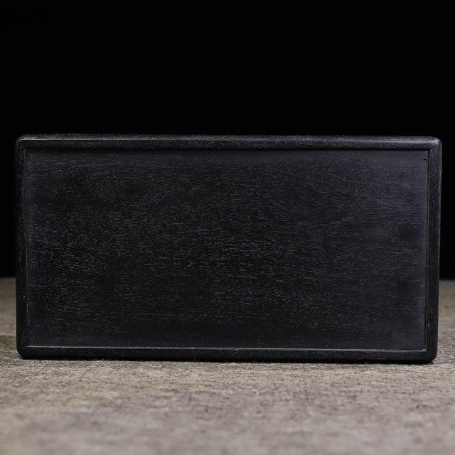 Black Black Zitan Wood Box Inlaid With Jade Lion Motif For Sale - Image 8 of 9