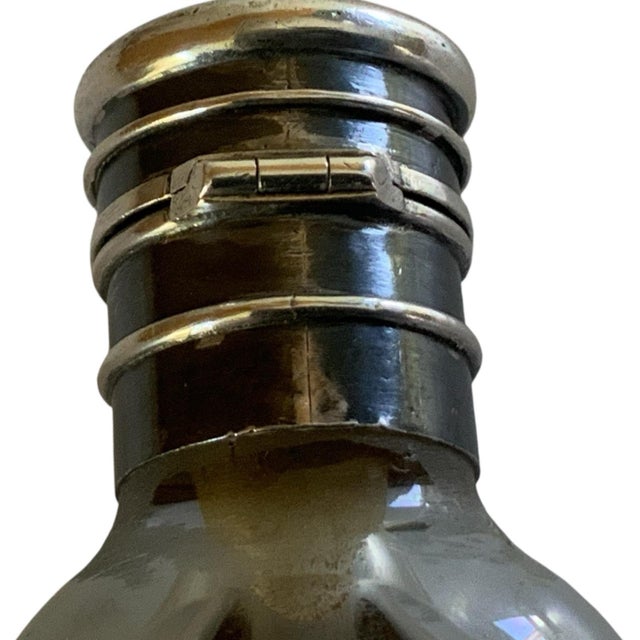 Antique Bohemian Jeweled Glass Pocket Scent Bottle Hinged Cap & Intact Ground Glass Stopper Czech c.1890 For Sale - Image 4 of 12