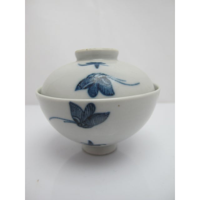Japanese Japanese Sometsuke Blue Porcelain Soup or Rice Bowl With Lid For Sale - Image 3 of 11