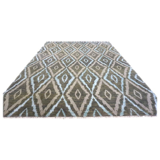 Modern Nepalese Modern Magnolia Wool & Silk 9x12 Green, Blue & Grey Handmade Area Rug #9902959 For Sale - Image 3 of 7