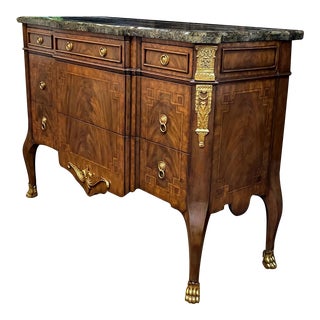 Maitland Smith French Marble Top Mahogany Sideboard For Sale