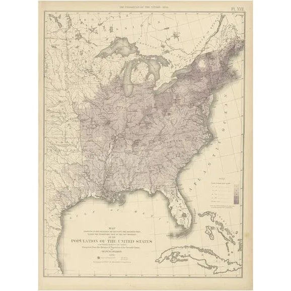 Antique Chart of the US Population by Walker, 1874 For Sale - Image 10 of 10