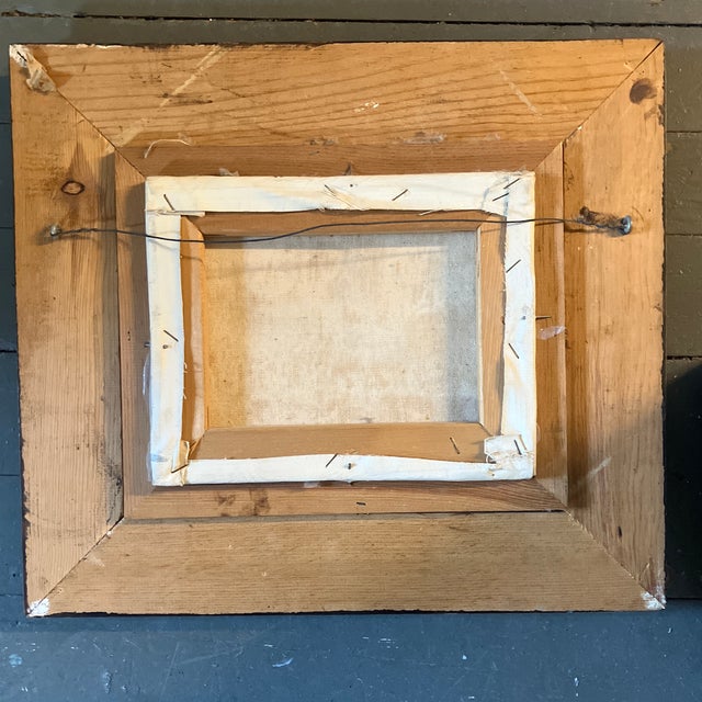 1950’s Original Paris Street Scene Painting Chunky Carved Wood Frame For Sale - Image 4 of 4