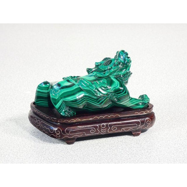 Chinese Malachite Guardian Lion For Sale - Image 3 of 9