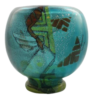 Large Blue Muller Freres Luneville French Art Deco Intercalaire Art Glass Vase