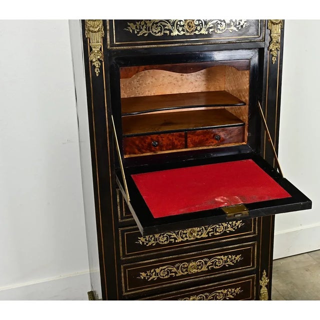 French 19th Century Ebonized & Inlay Secretary For Sale - Image 10 of 12