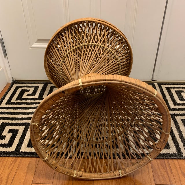 1970s Vintage Rattan Wicker Hourglass Stand/Side Table Chairish