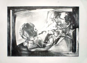 The Interview - Original Lithograph by C. Rickert - 1971 1971