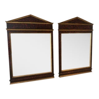 Neoclassical-Empire Style Faux Tortoise Shell Mirrors - a Pair For Sale