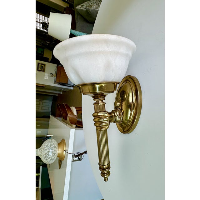 Metal French Devoluy Hand Torch Brass Wall Sconces For Sale - Image 7 of 18