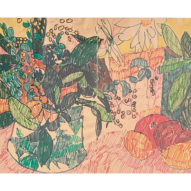 Mid-Century Modern Mid Century American Artist Sally Brody Framed Monotype Painting, Water-Based Inks on Paper, Framed, Signed For Sale - Image 3 of 7