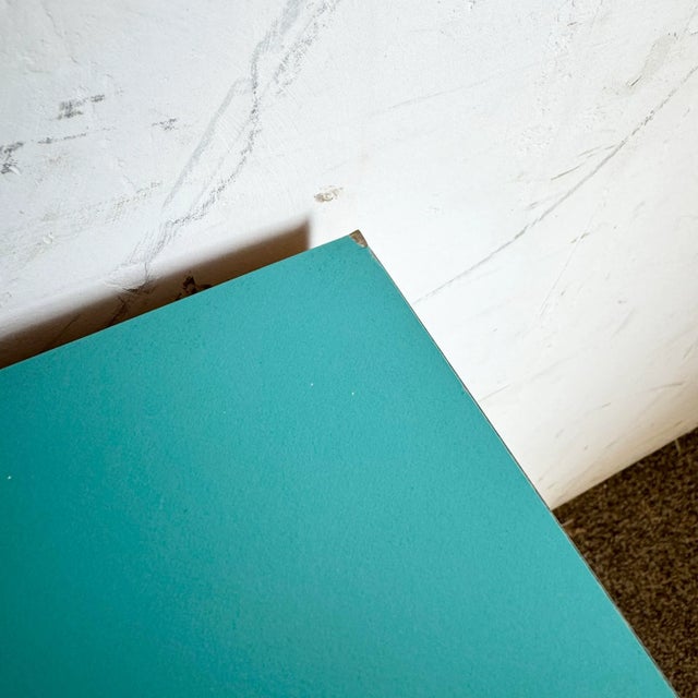 Wood Postmodern Teal Laminate Dresser With Gold Accents - 6 Drawers For Sale - Image 7 of 9